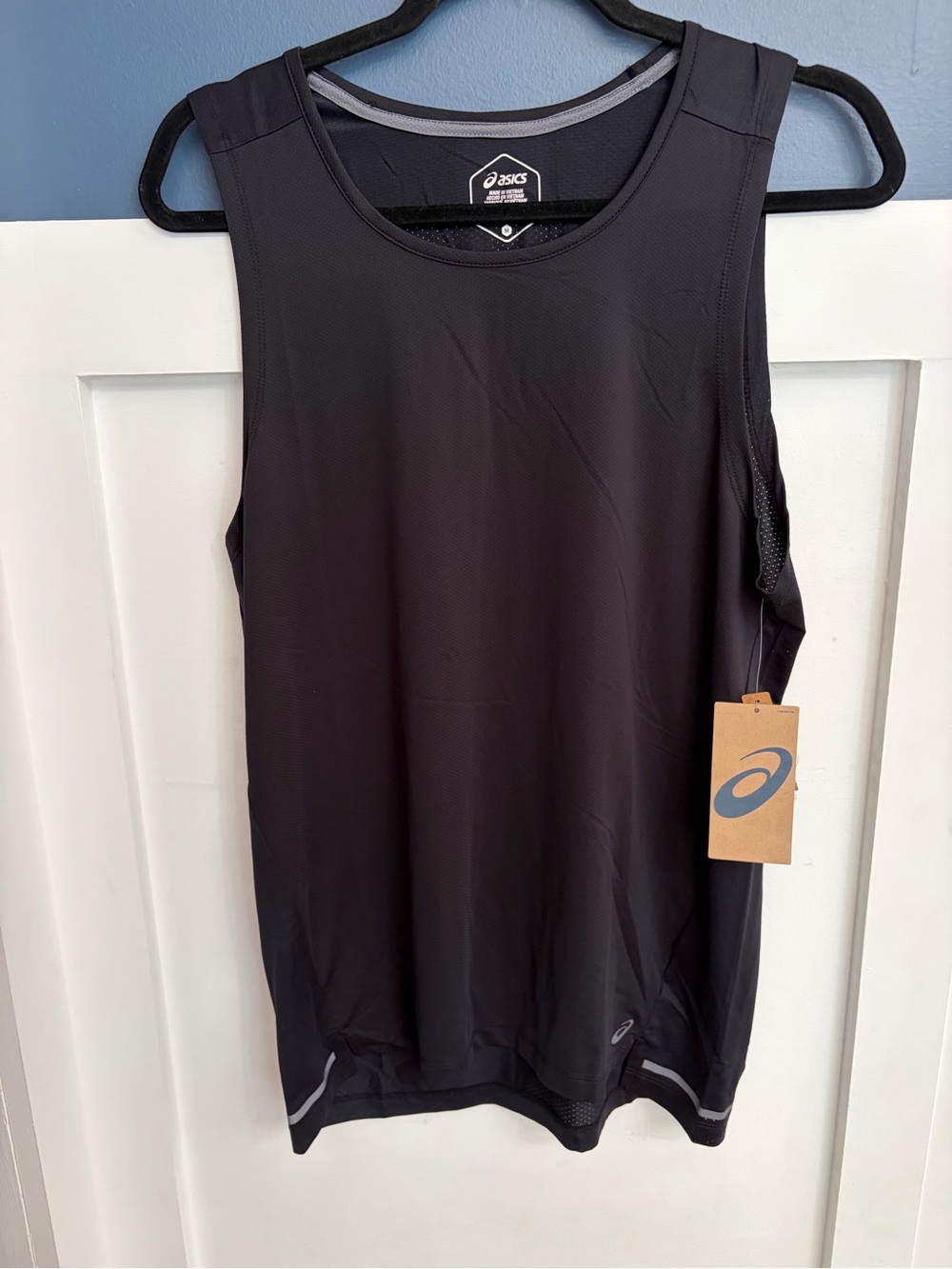 Asics Black Men’s Mixed Media Athletic Tank Top Reflective Size Medium NWT